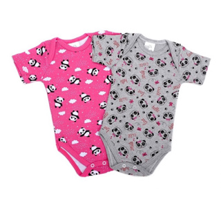 KIT 2 Body manga curta bebe estampados enxoval completo