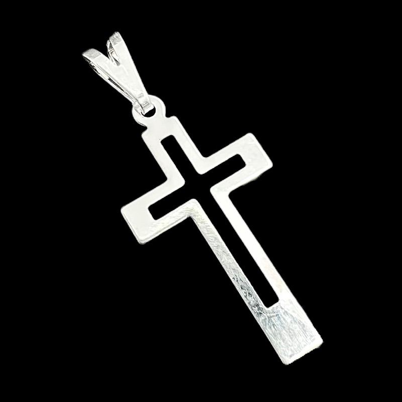 Pingente Crucifixo Vazado PQ Banhado a Prata 925