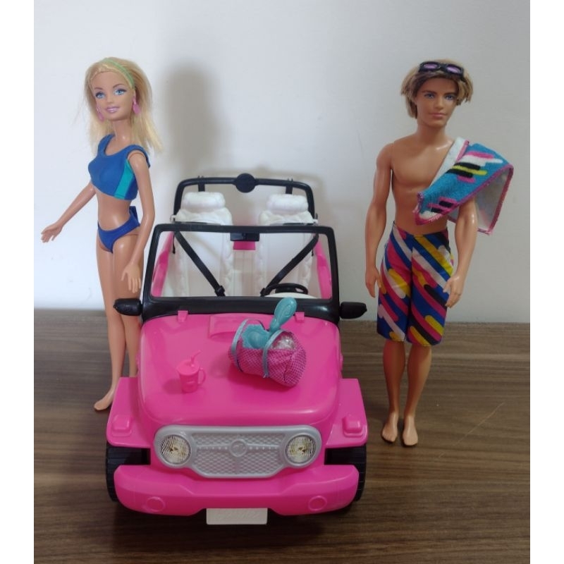 Carro Jeep Praia Barbie Com Boneca E Ken Mattel Importado