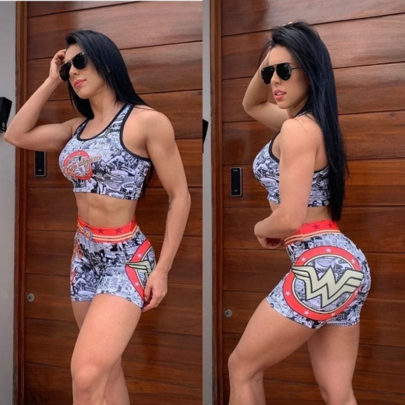 Roupa de store malhar mulher maravilha