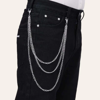 Corrente Tripla P Calça , Saias , Punk Rock , Kpop , Cosplay - 50cm - Prateado