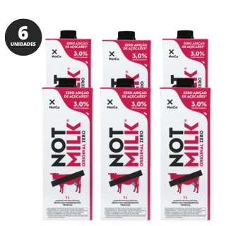 Kit 6x Leite Vegetal Sem Lactose Not Milk Integral Zero Açúcar 1L