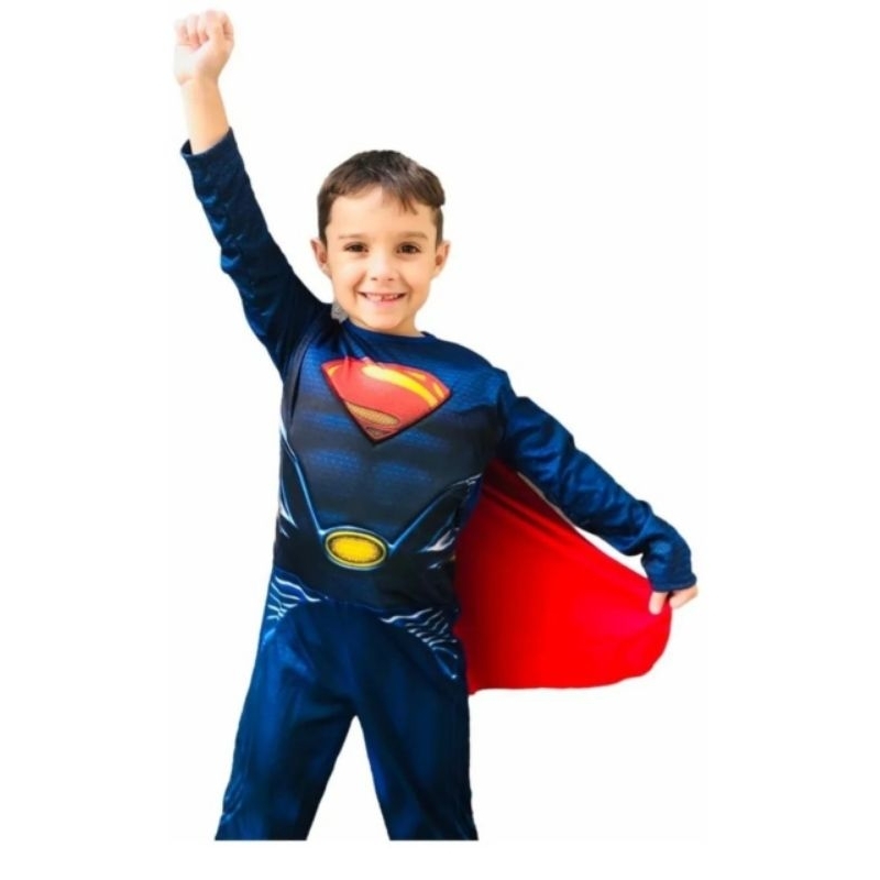 fantasia infantil menino super man com enchimento super herói