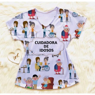 Camiseta T-shirt Cuidadora de Idosos Feminina blusa