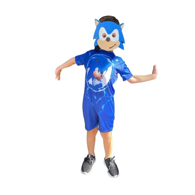 Fantasia Infantil – Sonic – Macacão – Azul – Tam P – Regina Festas