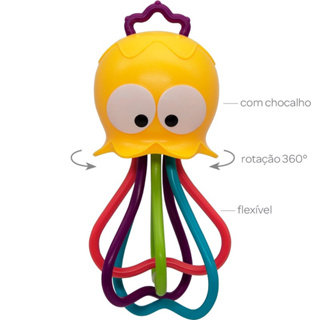 Polvo Chocalho Mordedor Infantil Bebê Flexível Macio Divertido - Buba