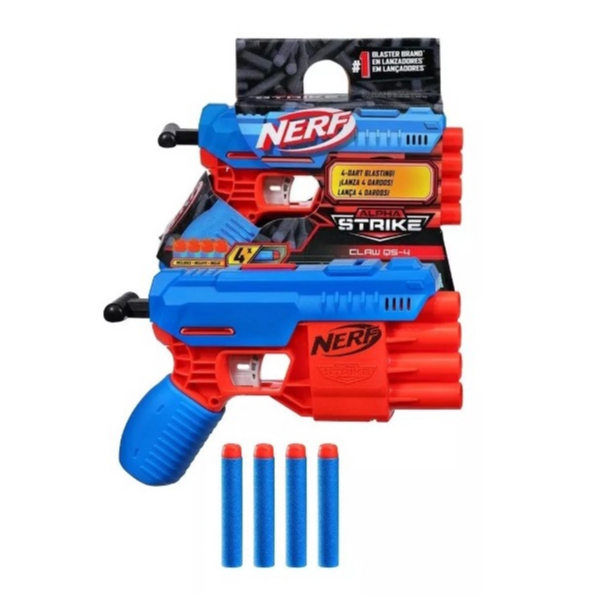 Lança Dardos Nerf Alpha Strike Claw QS-4 com 4 Dardos Fácil Recarga e Uso  F2219 - Hasbro