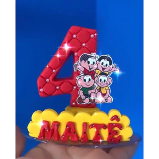 vela turma da Mônica personalizado em biscuit em Oferta na Shopee