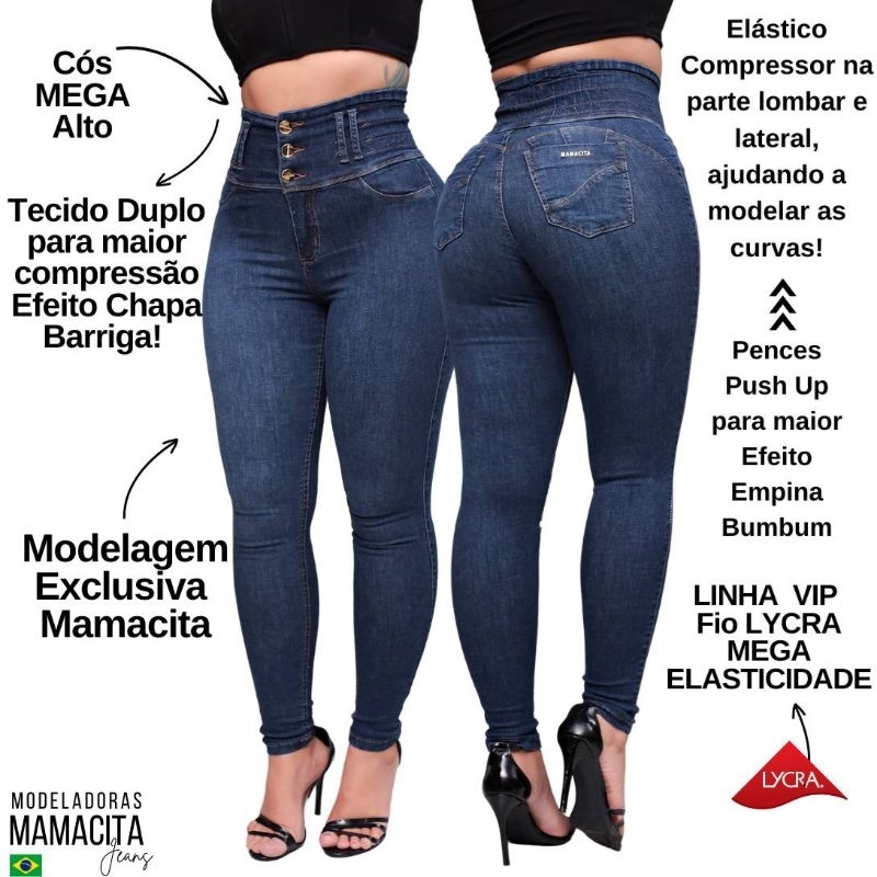 CALÇA JEANS FEMININA CLARA MODELADORA - COM ELASTICO NA CINTURA - Jeans  Ousadia