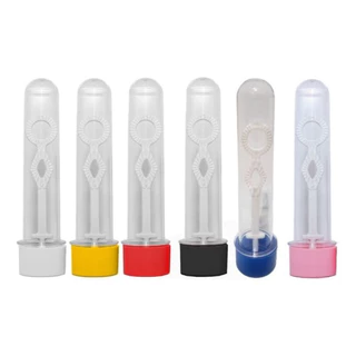 10 tubete bolha acrilico cristal c/ tampa 13 cm e (COM HASTE DE SABÃO)
