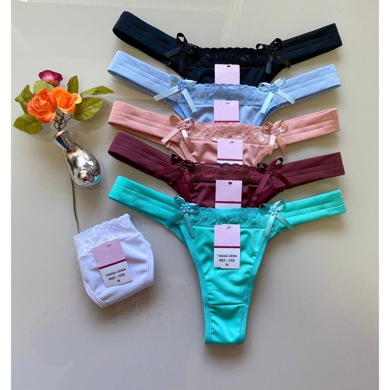 Kit 5 calcinha de renda string fio dental tanga sexy de regulagem lingerie  feminina - Escorrega o Preço