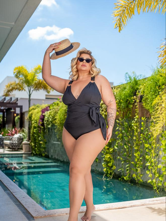 Maiô Vestido Embutido Plus Size Maiô Que Vira Saída de Praia Maiô