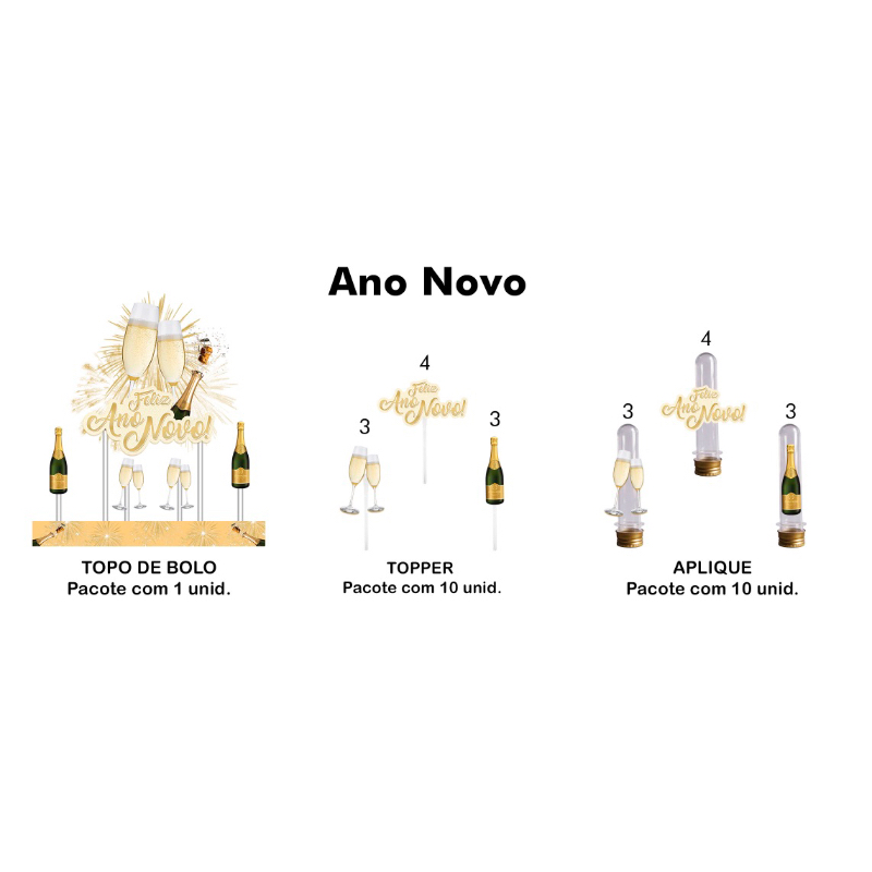 Kit festa, topo de bolo, toppers e apliques para lembrancinhas, Ano ...