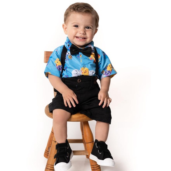 Conjunto infantil Bolofofo tematico menino roupa de festa aniversario