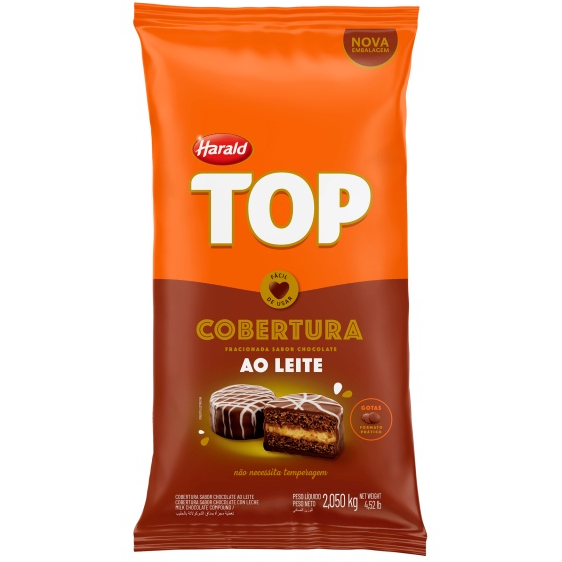 Chocolate Ao Leite Cobertura em Gotas Fracionada Harald Top 