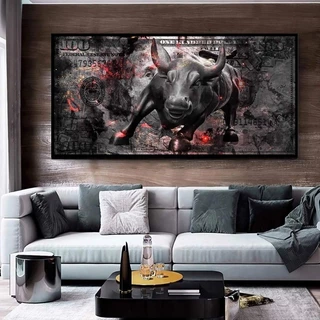 Quadro decorativo 1 tela Dólar touro arte 30x50