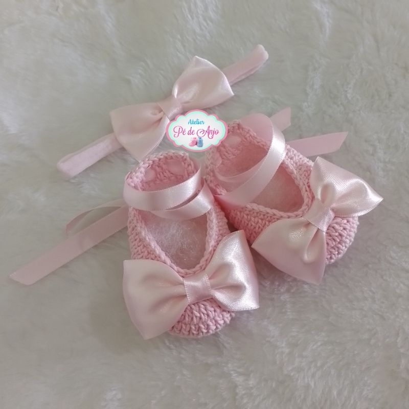 Sapatinho de hot sale croche bailarina