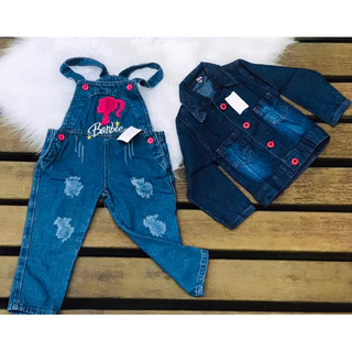 JARDINEIRA JEANS DESTROYED INFANTIL LONGA MENINA DO P AO 08