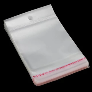 Kit 100 unidades saco plástico embalagem com furo para pendurar auto adesiva para produtos diversos - Embalagens