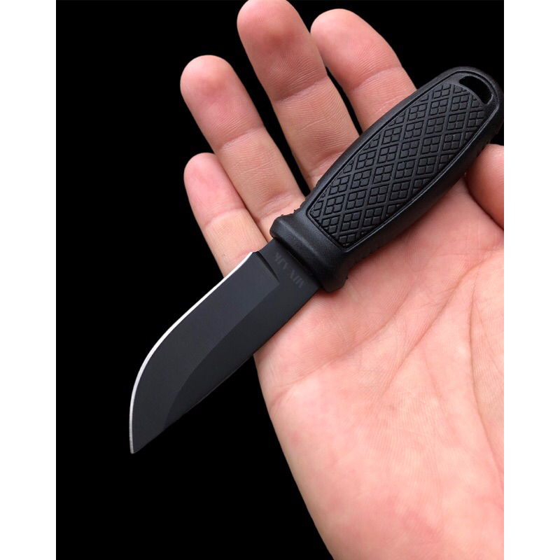 Faca Tatica de Pescoço Cabo Preto Lamina Lisa