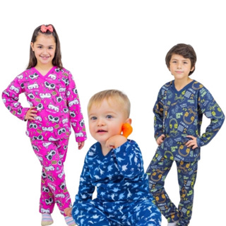 Pijama Infantil Moletinho Inverno Manga Longa Masculino e Feminino
