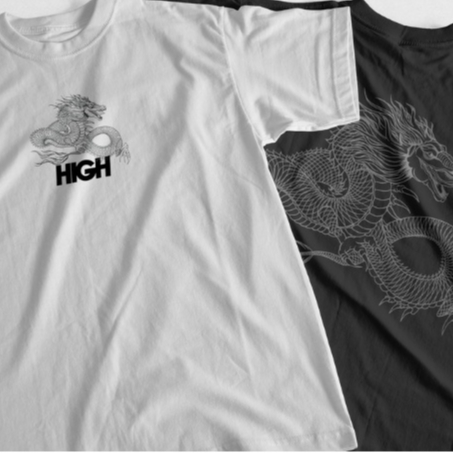 Camiseta High Dragão Preto e Branco Dragon Novo!