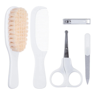 Kit Cuidado Bebe Pente Escova Cedrais Natural Tesoura Cortador E Lixa Unha Buba BUBA