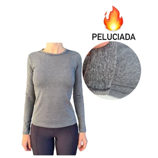 Blusa Feminina Segunda Pele Manga Longa Térmica Peluciada Forrada Inverno