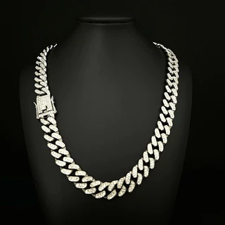 Corrente cordão ice cravejado 12MM cuban Tanp Hip Hop premium A+++