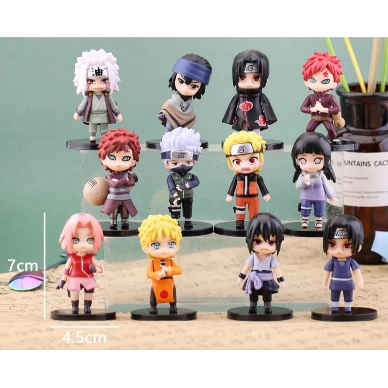 12 pçs lote 7cm japão anime personagem naruto figuras de ação kakashi  sakura sasuke itachi obito gaara boneca vinil pvc modelo presente brinquedos