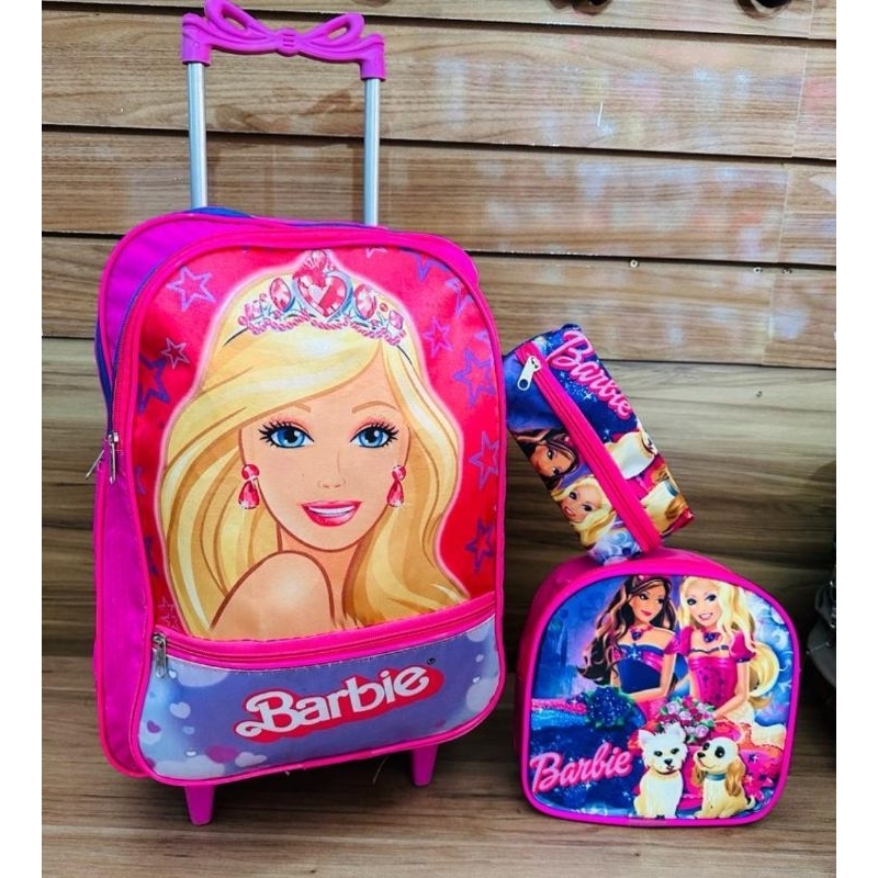 Kit Mochila IINFANTIL Escolar De Rodinhas Da Barbie Barbi + Estojo ...