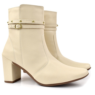 Bota Feminina bico fino salto fashion confortável com fivela OLZZY
