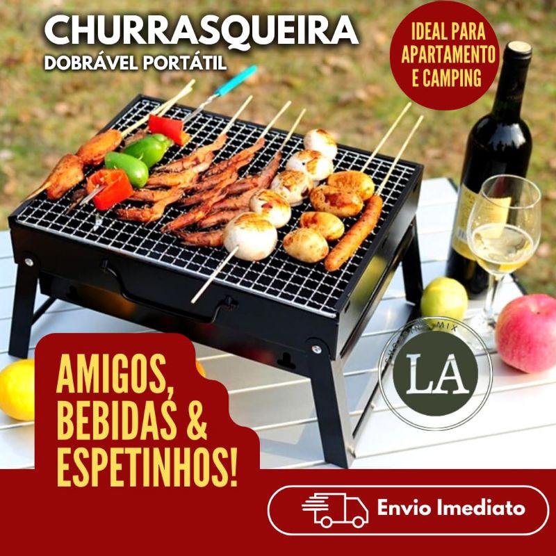 Churrasqueira Portátil 35cm Prática Dobrável para Camping, Apartamento ...