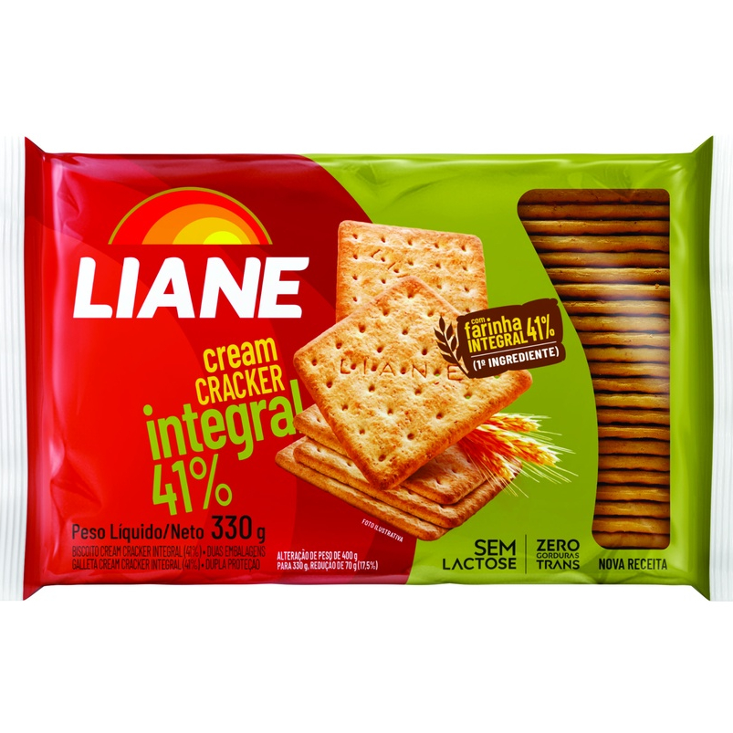 BISCOITO CREAM CRACKER INTEGRAL Zero Leite 330g Liane Sem Lactose Vegano Shopee Brasil