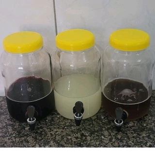 Kit de 3 Suqueira de Vidro de 3lt com Torneira e Tampa de Plástico Resistente