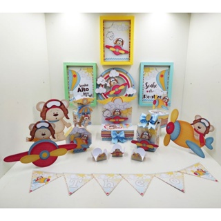 kit personalizado infantil ursinho aviador (Combo  de 5 peças por modelo)