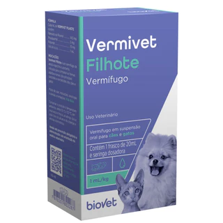 Vermífugo Vermivet Filhotes 20ml - Biovet