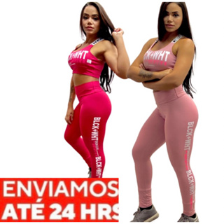 1 Conjunto Fitness Legging Tapa Bumbum e Top Roupas Para Academia