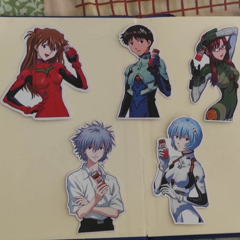 SHINJI / ASUKA / REI /KAWORU /MARI - UCC COFFEE COLECTION - EVANGELION - STICKERS ADESIVOS ou MAGNÉTICOS