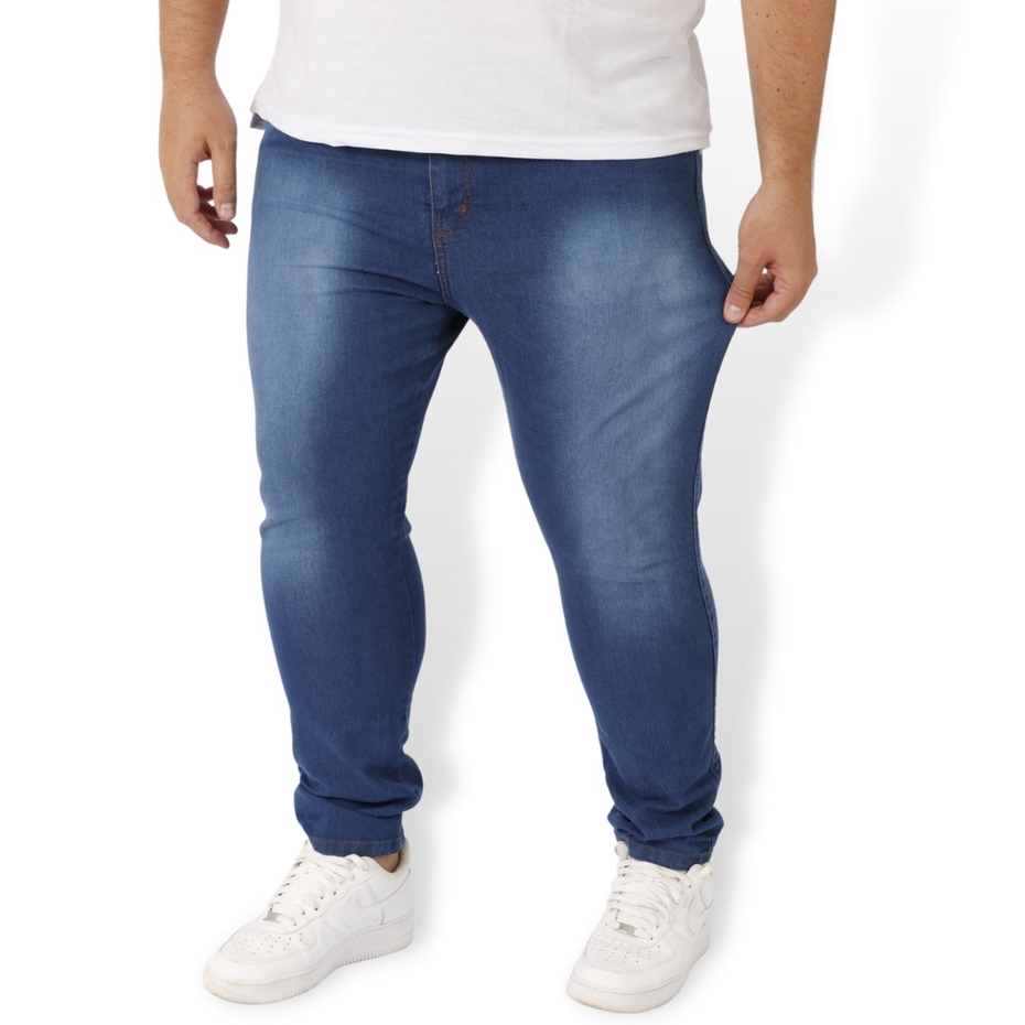 Calça Jeans Slim Masculina Estonada Com Elastano - emporioalex