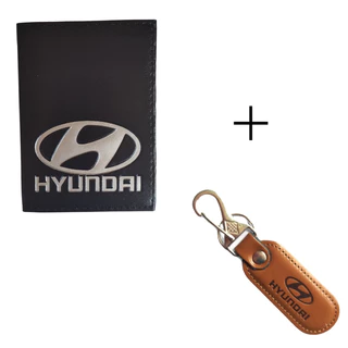 Kit Carteira Porta Documento e cartões + Chaveiro Couro Luxo com Gancho e Argola de Metal Automotivo