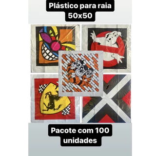 Plástico 50x50 para Raia 100 unidade desenho cortado atacado