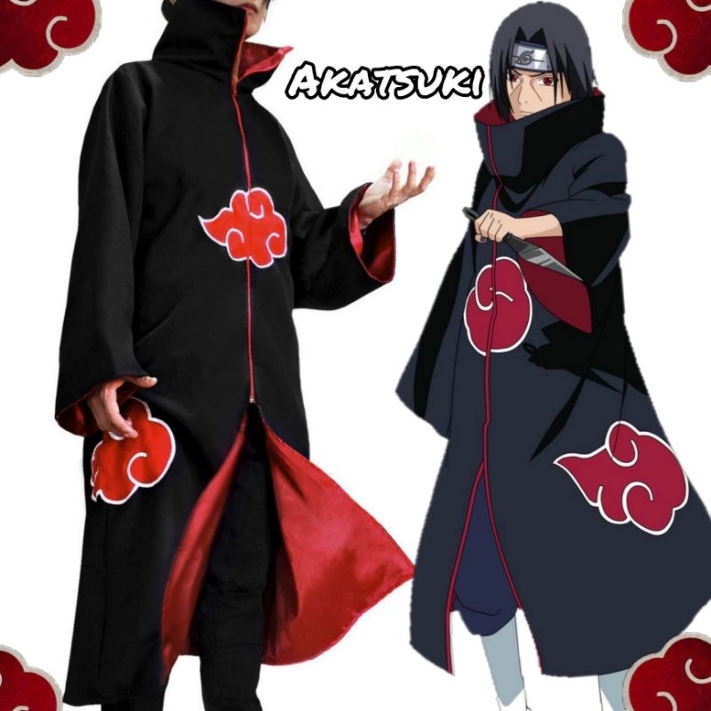 Combo Manto Akatsuki Nuvem Vermelha Naruto Shippuden Com Bandana Da Folha  Cosplay Ninja
