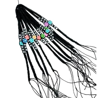 pulseira preta com flor fio linha encerado kit 12 unidades miçanga adulto infantil moda feminina preto encerada amarrar com regulagem florzinha colorida colorido