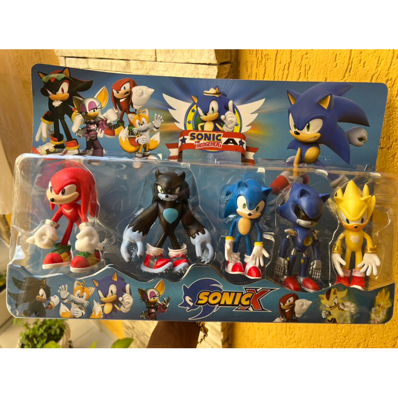 Kit Cartelado Sonic completo 5 bonecos Grandes 15 cm infantil Alta Qualidade Envio Imediato