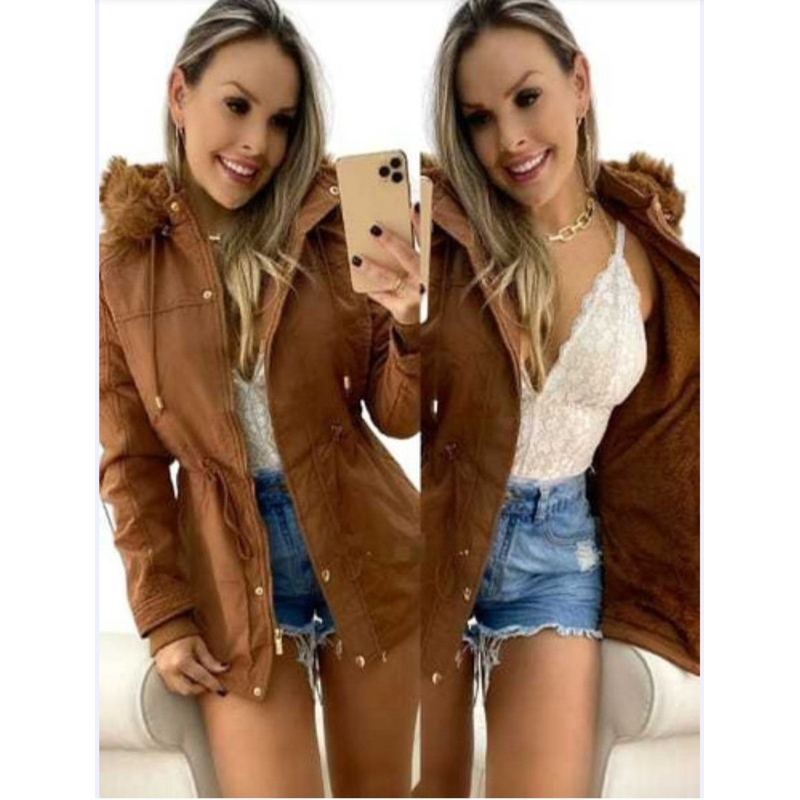 Jaqueta Parka Casaco Forrada Pelucia Feminino i