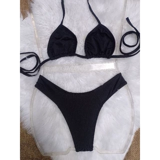 conjunto de biquíni asa delta fio dental com recorte na frente e atrás em Oferta na Shopee