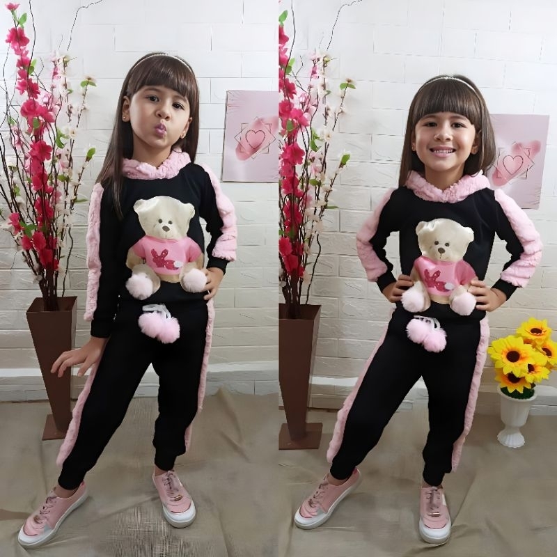 Conjunto de store moletom infantil feminino