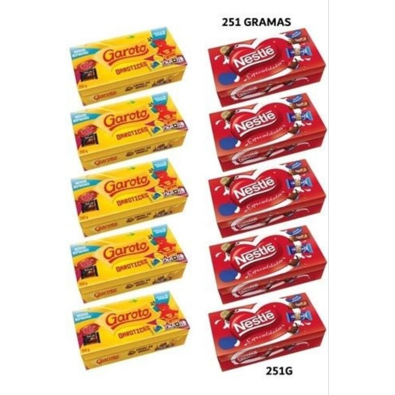 Bombom Sortidos GAROTO/ NESTLÉ/ LACTA Combo com 10 Caixas 250g cada
