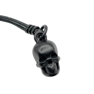 Colar Masculino e Feminino Pingente de Caveira de Metal Preto Fosco - Cordão Ajustável